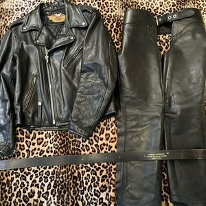Vintage Harley-Davidson Motorcycle Riding Leathers.